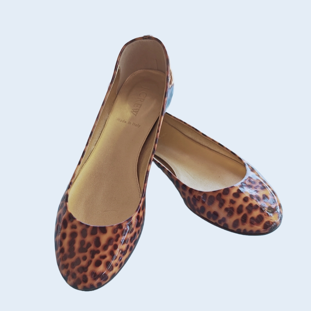 J. Crew Patent Leather Tortoise Ballet Flat Size 7 1/2